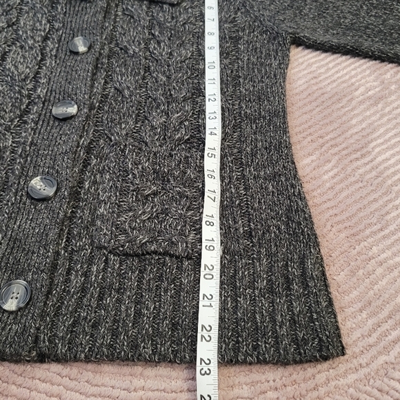 St. John's Bay Medium Button Up Cardigan Sweater Cable Knit Black/Grey - Picture 7 of 11